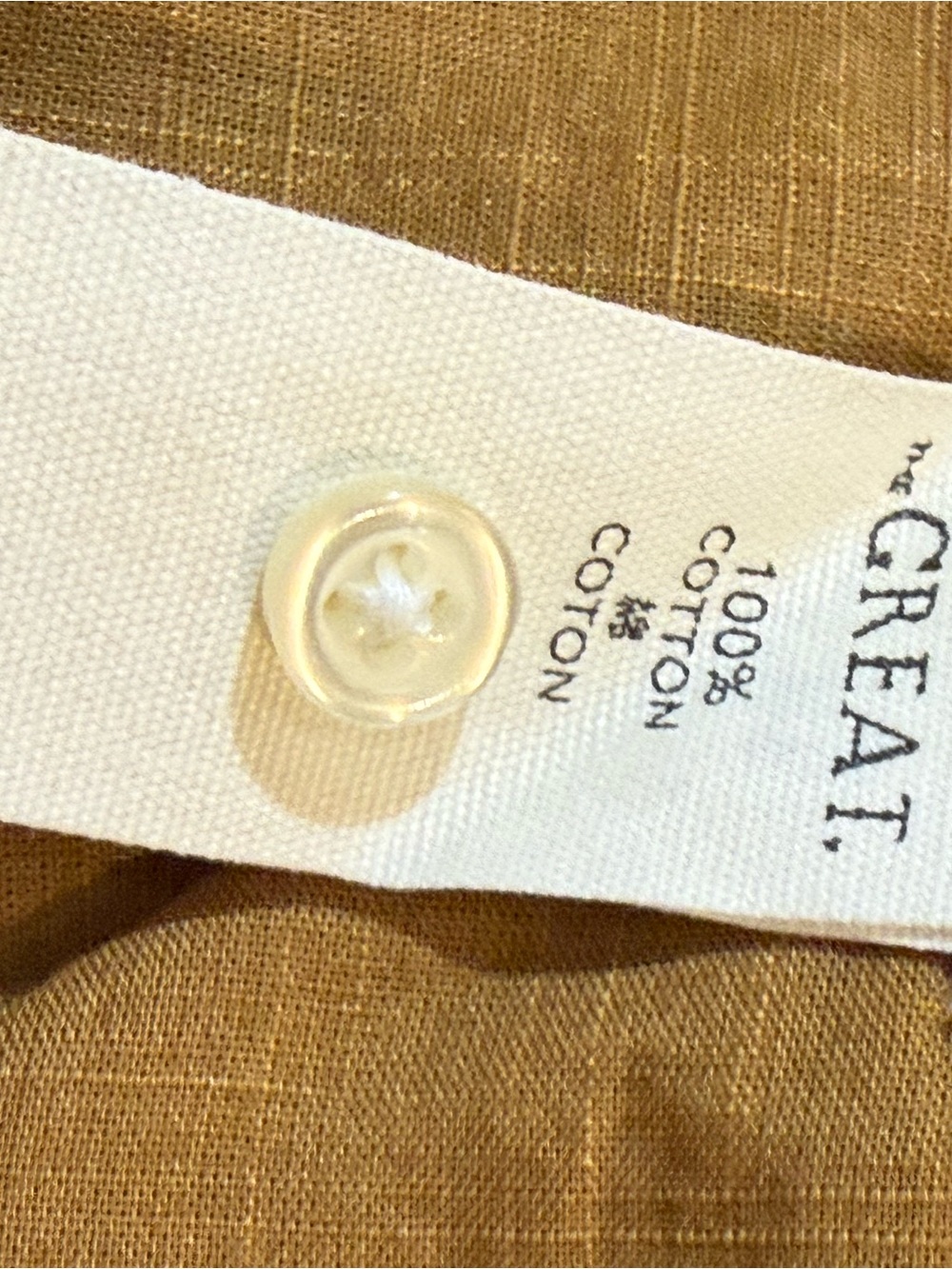 THE GREAT. Sleeveless Button-Front Ruffle Trim Top, Tank Top - Warm Caramel - Picture 12 of 12